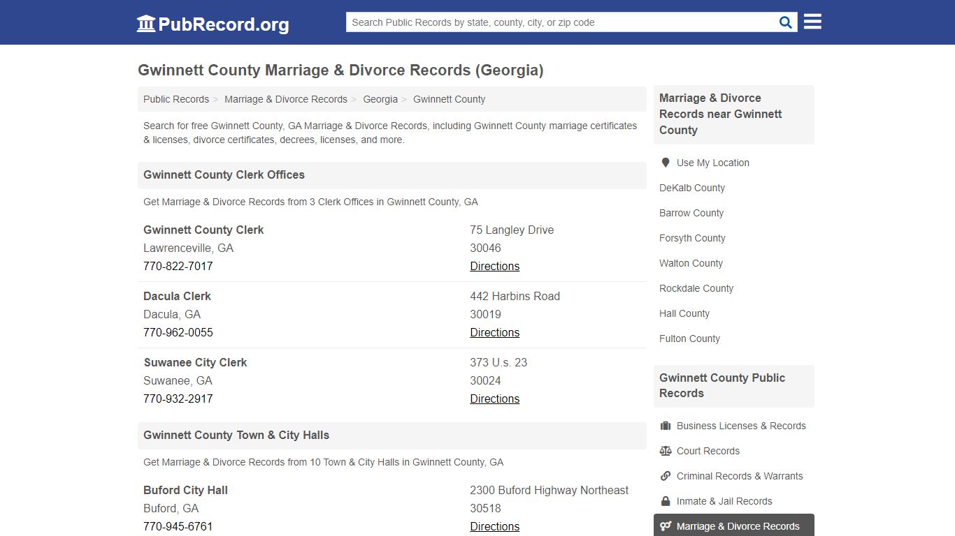 Gwinnett County Marriage & Divorce Records (Georgia)